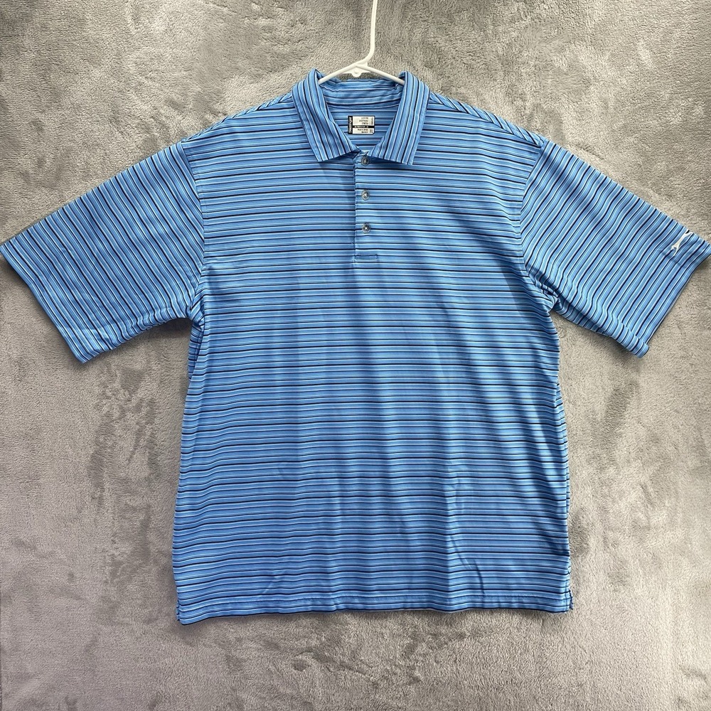 Slazenger Men's Golf Polo Shirt Performance Striped Blue Size XL